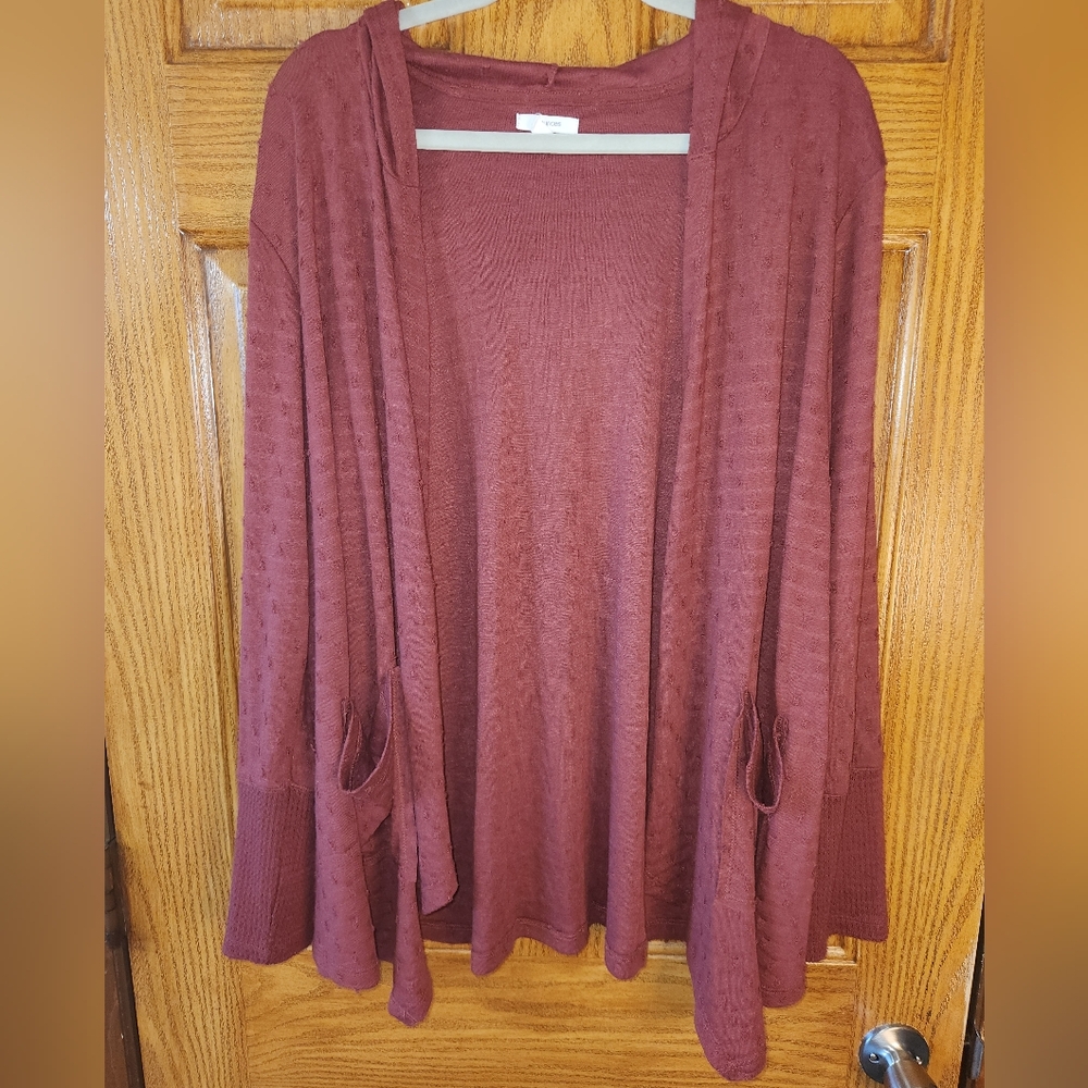 Maurices Dark Red Open Front Cardigan